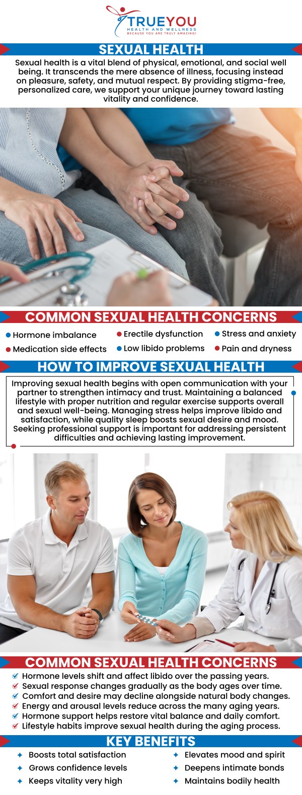 Sexual health services from Dr. Brian Hoff at True You Health and Wellness offer a comprehensive approach to addressing and improving your sexual well-being. Our clinic combines medical expertise, personalized care, and a holistic approach to tackle sexual health concerns, ensuring that you receive the support you need. Whether you are dealing with hormonal imbalances, libido issues, or other sexual health concerns, our team is dedicated to helping you achieve optimal sexual health. For more information, contact us or book an appointment online. Our clinic is conveniently located at 904 Princess Anne St Suite 203, Fredericksburg, VA 22401. Sexual health services from Dr. Brian Hoff at True You Health and Wellness offer a comprehensive approach to addressing and improving your sexual well-being. Our clinic combines medical expertise, personalized care, and a holistic approach to tackle sexual health concerns, ensuring that you receive the support you need. Whether you are dealing with hormonal imbalances, libido issues, or other sexual health concerns, our team is dedicated to helping you achieve optimal sexual health. For more information, contact us or book an appointment online. Our clinic is conveniently located at 904 Princess Anne St Suite 203, Fredericksburg, VA 22401.